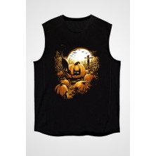 Darkhane Cadılar Bayramı-Halloween Siyah Unisex Kolsuz Tişört Kesik Kol T-Shirt