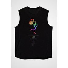 Darkhane Lsd Molekülü Siyah Unisex Kolsuz Tişört Kesik Kol T-Shirt