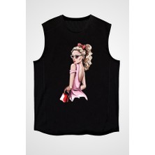 Darkhane Pembe Elbise Fashion Moda Siyah Unisex Kolsuz Tişört Kesik Kol T-Shirt