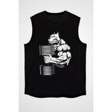 Darkhane Vücut Geliştirme Siyah Unisex Kolsuz Tişört Kesik Kol T-Shirt