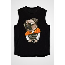 Darkhane Mahkum Mafya Lideri Pug Siyah Unisex Kolsuz Tişört Kesik Kol T-Shirt