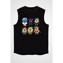 Darkhane Pug Çetesi  Siyah Unisex Kolsuz Tişört Kesik Kol T-Shirt