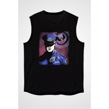 Darkhane Polis Siyah Unisex Kolsuz Tişört Kesik Kol T-Shirt