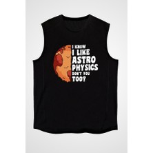 Darkhane Astrofizikçi Siyah Unisex Kolsuz Tişört Kesik Kol T-Shirt