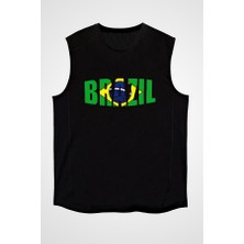 Darkhane Brezilya Siyah Unisex Kolsuz Tişört Kesik Kol T-Shirt