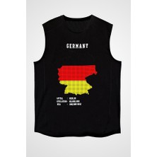 Darkhane Almanya Siyah Unisex Kolsuz Tişört Kesik Kol T-Shirt