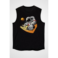 Darkhane Dj Astronot Siyah Unisex Kolsuz Tişört Kesik Kol T-Shirt