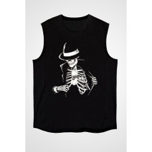 Darkhane Kovboy Kurukafa Siyah Unisex Kolsuz Tişört Kesik Kol T-Shirt