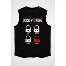 Darkhane Anahtarcı Siyah Unisex Kolsuz Tişört Kesik Kol T-Shirt