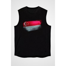Darkhane Singapur - Singapore Siyah Unisex Kolsuz Tişört Kesik Kol T-Shirt