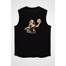 Darkhane Su Topu Siyah Unisex Kolsuz Tişört Kesik Kol T-Shirt