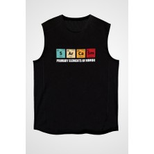Darkhane Sarkazm Elementler Siyah Unisex Kolsuz Tişört Kesik Kol T-Shirt