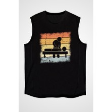 Darkhane Masör Siyah Unisex Kolsuz Tişört Kesik Kol T-Shirt