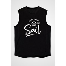 Darkhane Yelken Siyah Unisex Kolsuz Tişört Kesik Kol T-Shirt