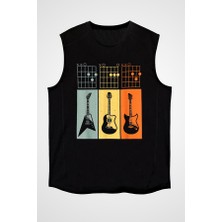 Darkhane Gitarist Siyah Unisex Kolsuz Tişört Kesik Kol T-Shirt