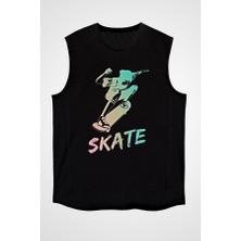 Darkhane Kaykay Skate Siyah Unisex Kolsuz Tişört Kesik Kol T-Shirt