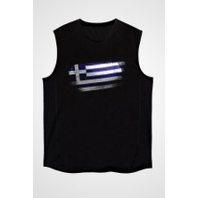 Darkhane Yunanistan - Greece Siyah Unisex Kolsuz Tişört Kesik Kol T-Shirt
