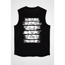 Darkhane Kurt Köpeği Siyah Unisex Kolsuz Tişört Kesik Kol T-Shirt