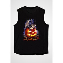 Darkhane Cadılar Bayramı-Halloween Siyah Unisex Kolsuz Tişört Kesik Kol T-Shirt