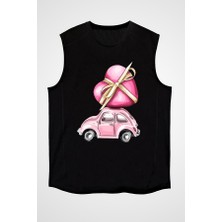 Darkhane Pembe Tospik Siyah Unisex Kolsuz Tişört Kesik Kol T-Shirt