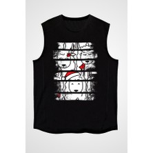 Darkhane Lama Siyah Unisex Kolsuz Tişört Kesik Kol T-Shirt