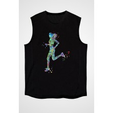 Darkhane Koşu Siyah Unisex Kolsuz Tişört Kesik Kol T-Shirt