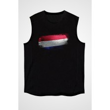 Darkhane Hollanda - Netherlands Siyah Unisex Kolsuz Tişört Kesik Kol T-Shirt