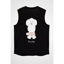 Darkhane Poodle Kaniş Sevgisi Siyah Unisex Kolsuz Tişört Kesik Kol T-Shirt