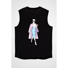 Darkhane Moda Ikonu Siyah Unisex Kolsuz Tişört Kesik Kol T-Shirt