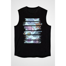 Darkhane Sedef Midye  Deniz Incisi Siyah Unisex Kolsuz Tişört Kesik Kol T-Shirt