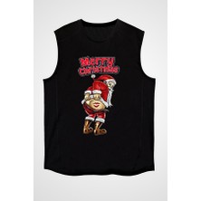 Darkhane Yılbaşı Yeni Yıl Christmas Siyah Unisex Kolsuz Tişört Kesik Kol T-Shirt