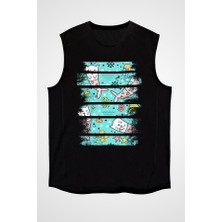 Darkhane Deniz Kızı Kedi Siyah Unisex Kolsuz Tişört Kesik Kol T-Shirt