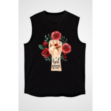 Darkhane 8 Mart Dünya Kadınlar Günü Siyah Unisex Kolsuz Tişört Kesik Kol T-Shirt