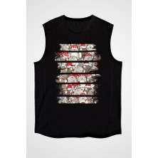 Darkhane Yılbaşı Partisi Ayı Siyah Unisex Kolsuz Tişört Kesik Kol T-Shirt