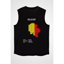 Darkhane Belçika Siyah Unisex Kolsuz Tişört Kesik Kol T-Shirt