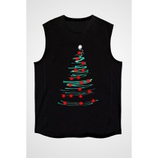 Darkhane Yılbaşı Yeni Yıl Christmas Siyah Unisex Kolsuz Tişört Kesik Kol T-Shirt