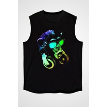 Darkhane Dj Şempanze Siyah Unisex Kolsuz Tişört Kesik Kol T-Shirt