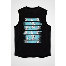 Darkhane Sinek Kuşu Siyah Unisex Kolsuz Tişört Kesik Kol T-Shirt