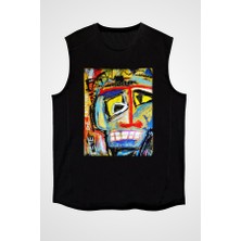 Darkhane Ekspresyonizm Siyah Unisex Kolsuz Tişört Kesik Kol T-Shirt