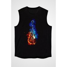 Darkhane Gitar Siyah Unisex Kolsuz Tişört Kesik Kol T-Shirt
