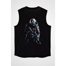 Darkhane Polis Siyah Unisex Kolsuz Tişört Kesik Kol T-Shirt