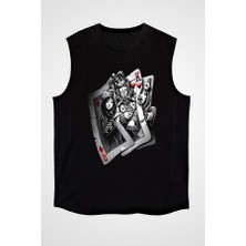 Darkhane Papaz ve Kızlar Siyah Unisex Kolsuz Tişört Kesik Kol T-Shirt