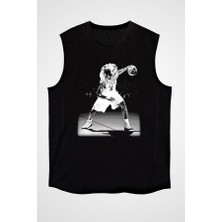 Darkhane Basketbolcu Aslan Kral Siyah Unisex Kolsuz Tişört Kesik Kol T-Shirt