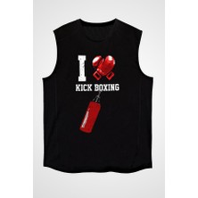 Darkhane Kick Boks Siyah Unisex Kolsuz Tişört Kesik Kol T-Shirt
