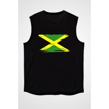 Darkhane Jamaika Siyah Unisex Kolsuz Tişört Kesik Kol T-Shirt