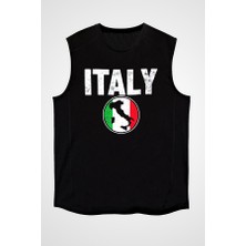 Darkhane Italya Siyah Unisex Kolsuz Tişört Kesik Kol T-Shirt