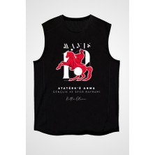 Darkhane 19 Mayıs Atatürk'ü Anma, Gençlik ve Spor Bayramı Siyah Unisex Kolsuz Tişört Kesik Kol T-Shirt