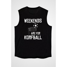 Darkhane Korfbol Siyah Unisex Kolsuz Tişört Kesik Kol T-Shirt