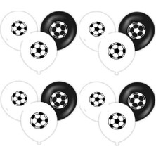 Best Parti Siyah Beyaz Taraftar Baskılı Latex Balon 10 Adet