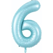 Best Parti 6 Açık Mavi Renk Rakam Folyo Balon 80 cm